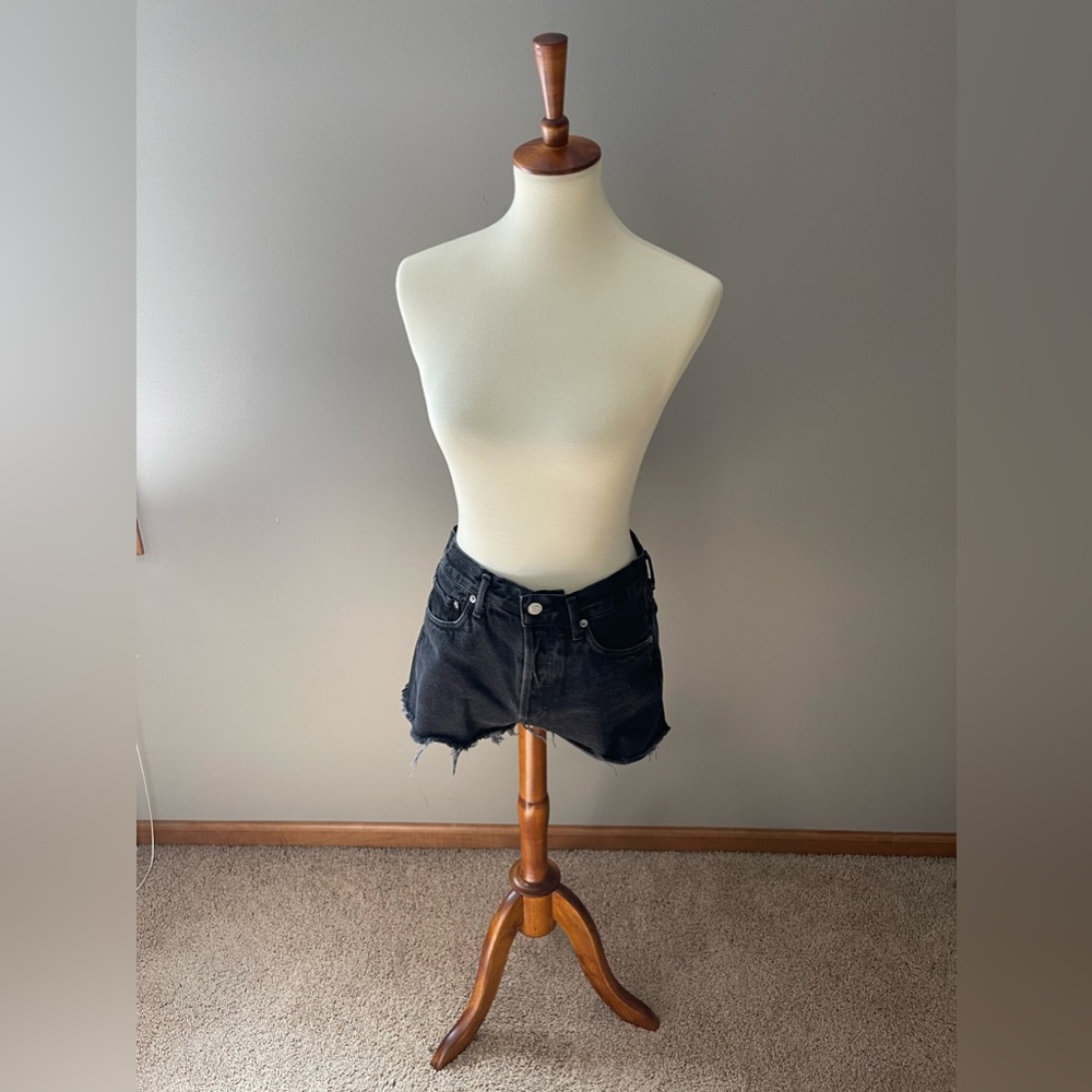 Agolde black denim shorts